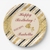 Assiettes En Carton Stripes Gold Parties scintillant Black Boho Popula (Devant)