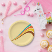 Assiettes En Carton Stripes Rétro Seventies Sur Crème (Fête)