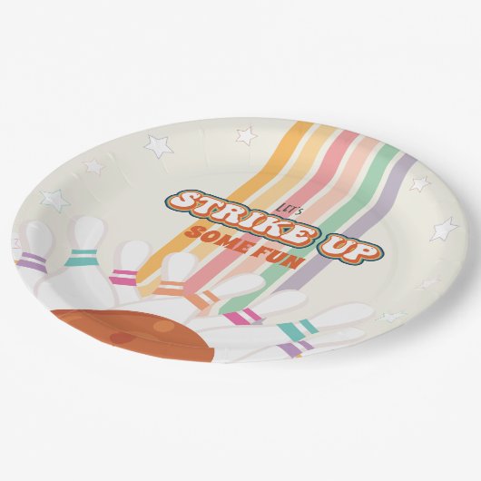Assiettes En Carton Striup some Fun - Retro Bowling Anniversaire (Angle)