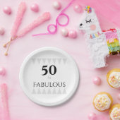 Assiettes En Carton Style 50 & Fabuleux Typographie Argent Noir (Fête)