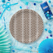 Assiettes En Carton Style africain traditionnel Motif blanc transparen (Fête)