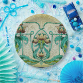 Assiettes En Carton Style Art Nouveau Acanthus Feuilles Bouquet Fleurs (Fête)