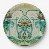 Assiettes En Carton Style Art Nouveau Acanthus Feuilles Bouquet Fleurs (Devant)