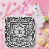 Assiettes En Carton Style azulejo en céramique noire et blanche (Fête)