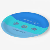 Assiettes En Carton Style Blue Stripes Fish Shells Beach House (Angle)