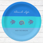Assiettes En Carton Style Blue Stripes Fish Shells Beach House