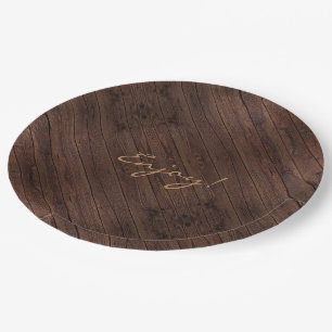 Assiettes En Carton Style campagnard en bois en bois rustique de