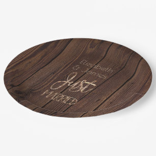 Assiettes En Carton Style campagnard rustique en bois de brun foncé de