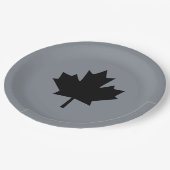 Assiettes En Carton Style canadien de feuille d'érable noire (Angle)
