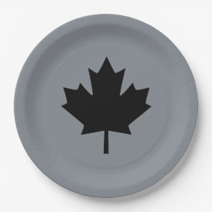 Assiettes En Carton Style canadien de feuille d'érable noire