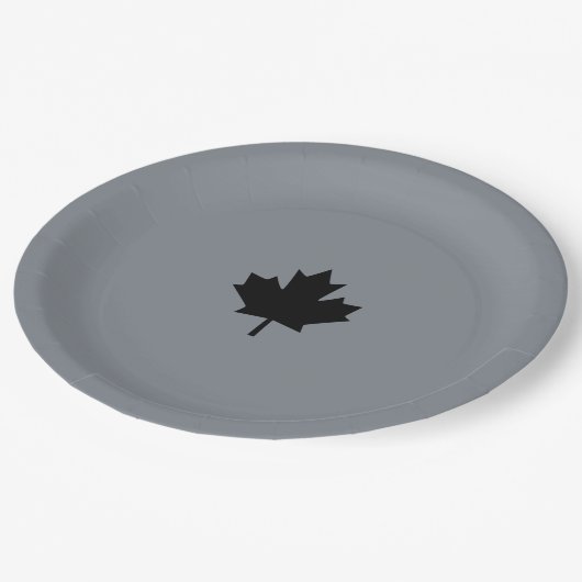 Assiettes En Carton Style canadien de feuille d'érable noire (Angle)