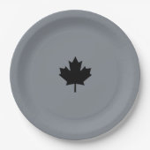 Assiettes En Carton Style canadien de feuille d'érable noire (Devant)
