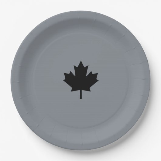 Assiettes En Carton Style canadien de feuille d'érable noire (Devant)
