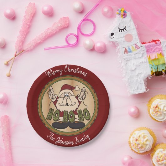 Assiettes En Carton Style Country Joyeux Noël Père Noël (Fête)