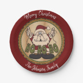 Assiettes En Carton Style Country Joyeux Noël Père Noël (Devant)