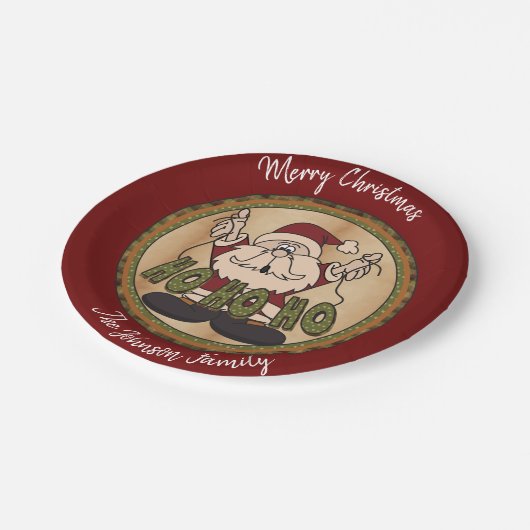 Assiettes En Carton Style Country Joyeux Noël Père Noël (Angle)