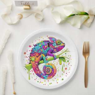 Assiettes En Carton Style d'aquarelle des teintures Chameleon