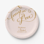 Assiettes En Carton Style de balise Script Forever in Love Gold Look (Devant)