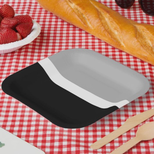 Assiettes En Carton Style de couleur gris blanc noir