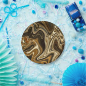 Assiettes En Carton Style de marbre magnifique - brun chaud (Fête)