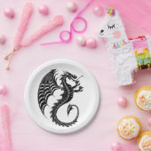 Assiettes En Carton Style de tatouage en forme de dragon noir (Fête)