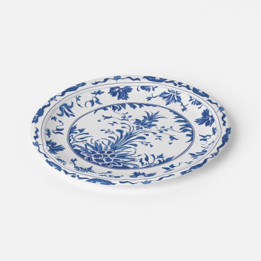 Assiettes En Carton Style élégant simple Fleur Bleue Blanc style (Angle)