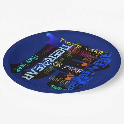 Assiettes En Carton Style graffiti Année tigre répétée 2022 PPP (Angle)