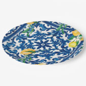 Assiettes En Carton style italien,Méditerranée,mosaïque,bleu, (Angle)