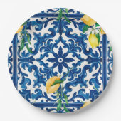 Assiettes En Carton style italien,Méditerranée,mosaïque,bleu, (Devant)