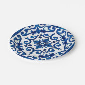 Assiettes En Carton style italien, méditerranéen, mosaïque, bleu, (Angle)