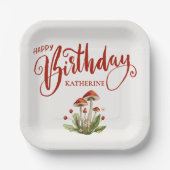 Assiettes En Carton Style Joyeux Anniversaire Retro Champhroom (Recto)