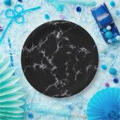 Assiettes En Carton Style marbre élégant4 - Noir et blanc (Fête)