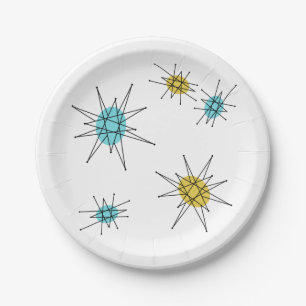 Assiettes En Carton Style moderne de la moitié du siècle, Starburst
