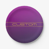 Assiettes En Carton Style moderne Editable Gold Texte sur Purple Ombre (Devant)