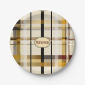 Assiettes En Carton Style moderne Taupe et Plaid Or (Devant)