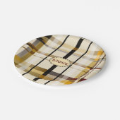 Assiettes En Carton Style moderne Taupe et Plaid Or (Angle)