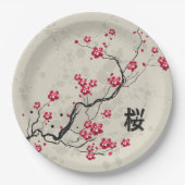 Assiettes En Carton Style oriental Sakura Cherry Blossom Art (Devant)