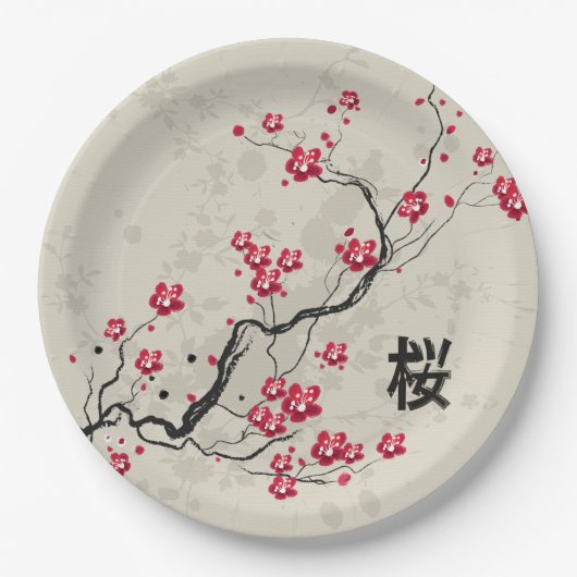 Assiettes En Carton Style oriental Sakura Cherry Blossom Art (Devant)