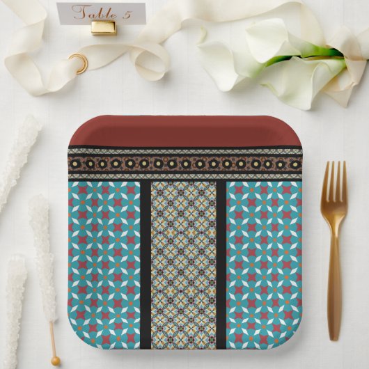 Assiettes En Carton Style Patchwork mexicain 3 (Mariage)
