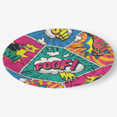 Assiettes En Carton Style Pop Art - Explosif Retro Comic Blast (Angle)