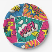 Assiettes En Carton Style Pop Art - Explosif Retro Comic Blast (Devant)