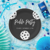 Assiettes En Carton Style Rétro Neon Noir Thème Pickleball Anniversair (Fête)