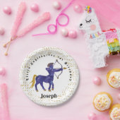 Assiettes En Carton Style Sagittarius 1er anniversaire & Gold Confetti (Fête)