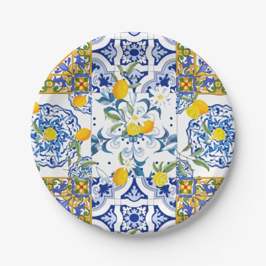Assiettes En Carton Style sicilien, art d'été (Devant)