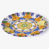 Assiettes En Carton style sicilien, citrons, majolica (Angle)