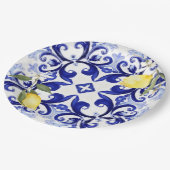 Assiettes En Carton style sicilien, citrons, majolica (Angle)