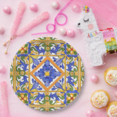 Assiettes En Carton style sicilien, majolica, été, motif coloré   (Fête)