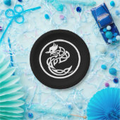 Assiettes En Carton Style tatouage Dragon blanc (Fête)
