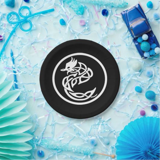 Assiettes En Carton Style tatouage Dragon blanc (Fête)