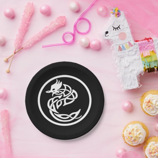 Assiettes En Carton Style tatouage Dragon blanc (Fête)
